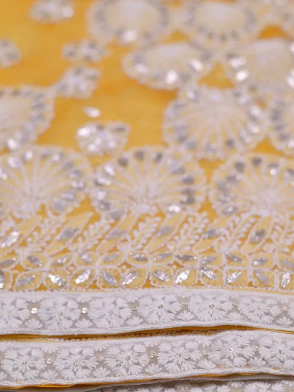 Solar Yellow Georgette Chikankari Saree