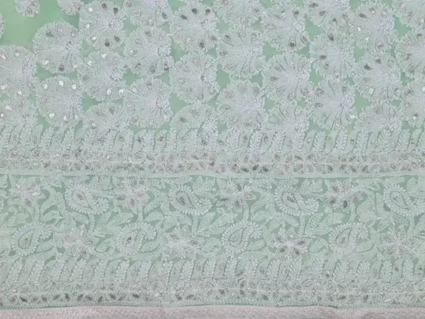 Mint Green Georgette Chikankari Saree
