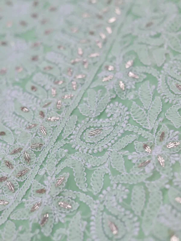 Mint Green Georgette Chikankari Saree