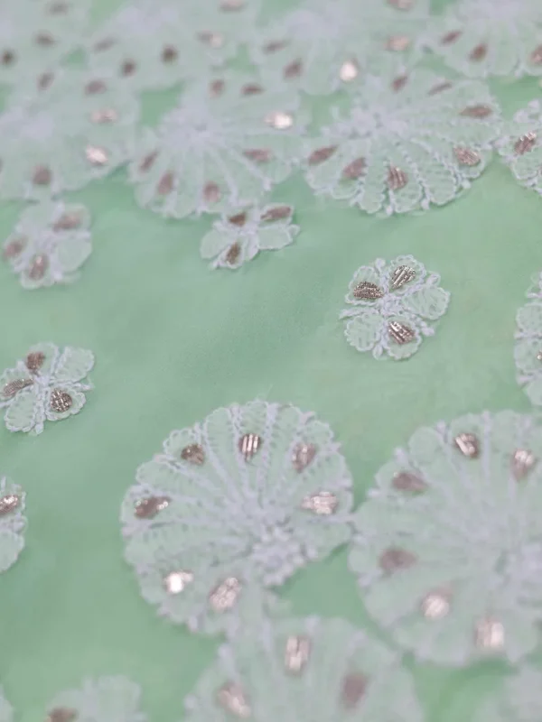 Mint Green Georgette Chikankari Saree