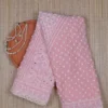Light Pink Pure Georgette Mukaish Work Lucknowi Chikankari Saree
