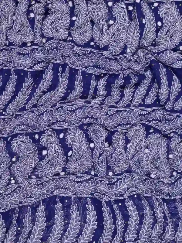 Navy Blue Georgette Chikankari Saree
