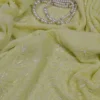 Lemon Green Pure Georgette Pearl Work Lucknowi Chikankari Saree