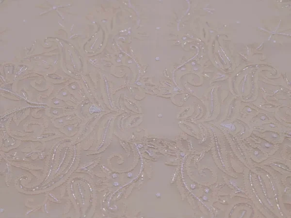 Cream Pure Georgette Pearl Work Lucknowi Chikankari Saree