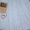 Sky Blue Pure Georgette Mukaish Work Lucknowi Chikankari Saree