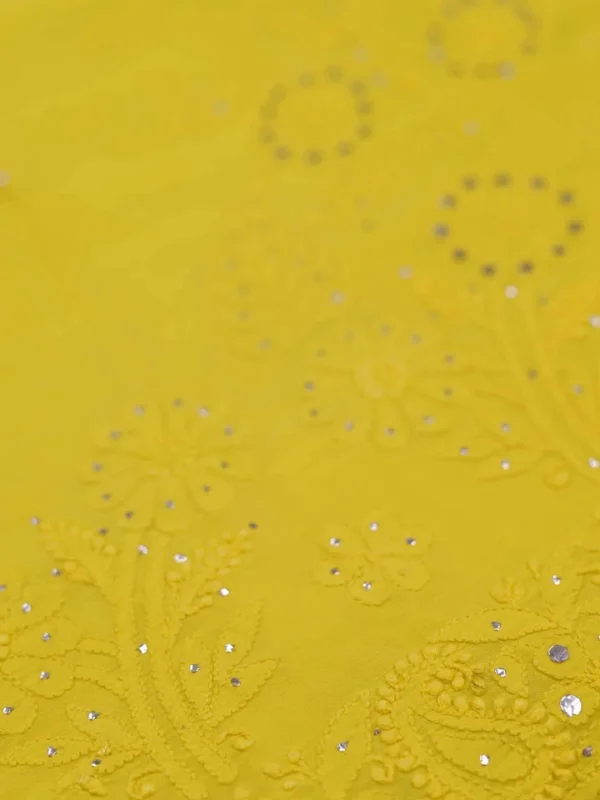 Yellow Georgette Chikankari Saree