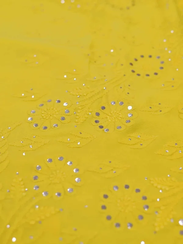 Yellow Georgette Chikankari Saree