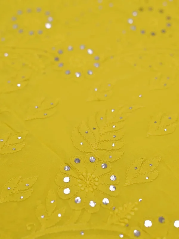 Yellow Georgette Chikankari Saree