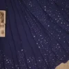 Navy Blue Pure Georgette Mukaish Work Lucknowi Chikankari Saree
