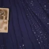 Navy Blue Pure Georgette Mukaish Work Lucknowi Chikankari Saree