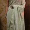 Pesta Embroidered Lace work Border Faux Shimmer Chiffon Saree