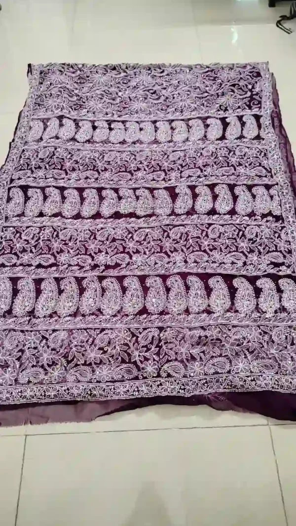 mukaish work lucknowi chikankari saree