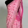 Hot Pink Georgette Chikankari Saree