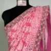 Hot Pink Georgette Chikankari Saree