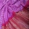 Lavender Benarasi on golden zari par gujrati butta Khadi Chiffon Handloom Sare
