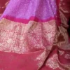 Lavender Benarasi on golden zari par gujrati butta Khadi Chiffon Handloom Sare