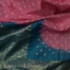Khaddi Chiffon Handloom buta Benarasi bandej pink sky Saree