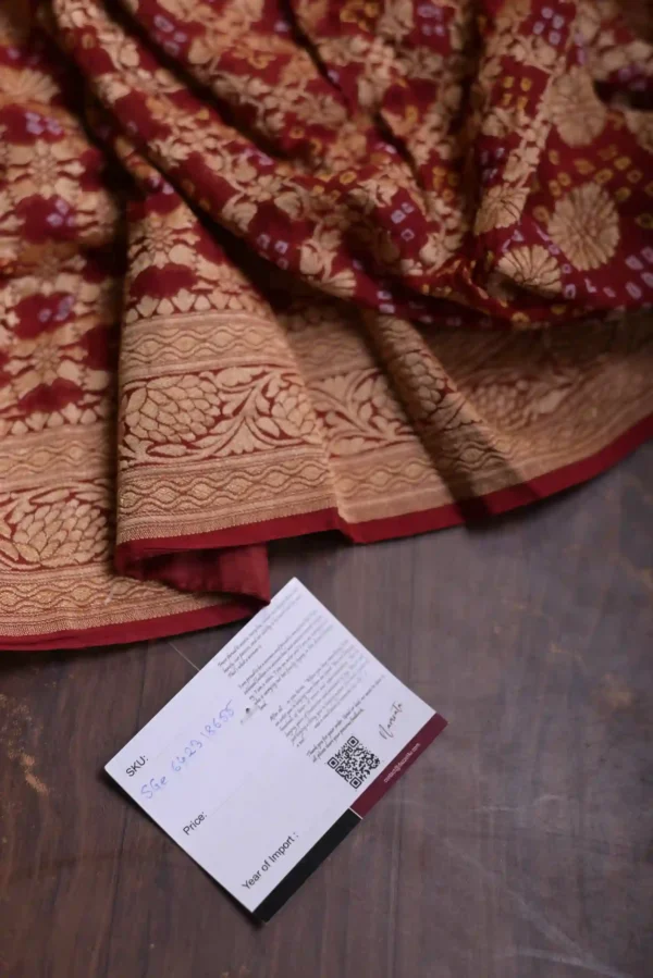 Maroon Benarasi on Ashraffi Butta Khaddi Georgette Handloom saree