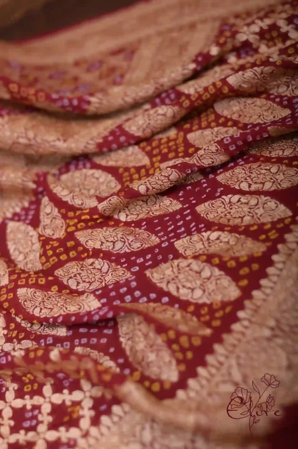 Maroon Benarasi on Ashraffi Butta Khaddi Georgette Handloom saree