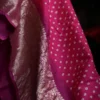Magenda Benarasi on golden zari par gujrati butta Khadi Chiffon Handloom Saree