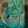 Khaddi Chiffon Handloom Benarasi bandej Green Saree
