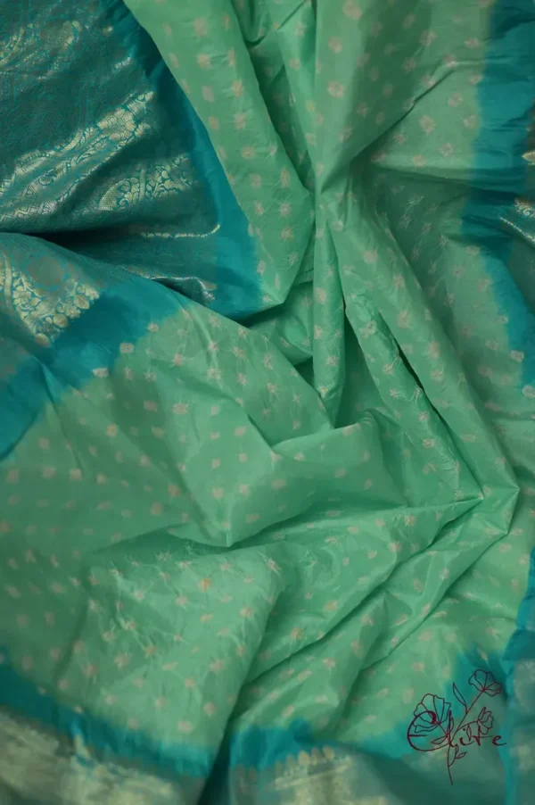 Khaddi Chiffon Handloom Benarasi bandej Green Saree
