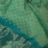 Khaddi Chiffon Handloom Benarasi bandej Green Saree
