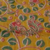 Yellow with Red Border Hand Block Printed on Gicha Tussar Silk Saree