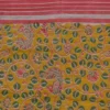 Yellow with Red Border Hand Block Printed on Gicha Tussar Silk Saree