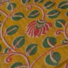 Yellow with Red Border Hand Block Printed on Gicha Tussar Silk Saree