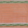 Green with Orange Border Hand Block Printed on Gicha Tussar Silk Saree