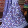 Lavender Dhakai Jamdani Cotton Silk Saree with woven design