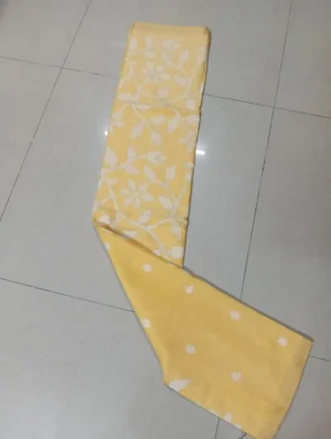 Light Yellow on White Floral work and Butta Cotton Jamdani Saree