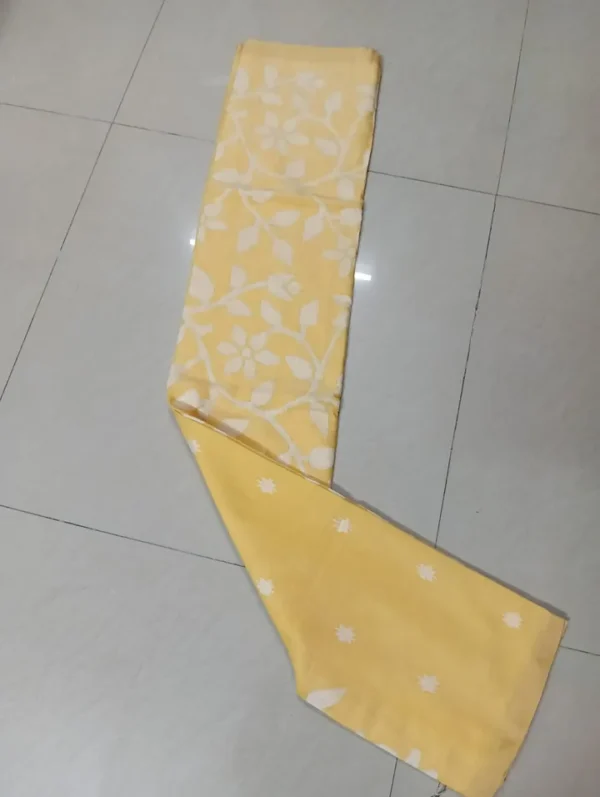 Light Yellow on White Floral work and Butta Cotton Jamdani Saree