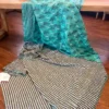 Cyan Katan Silk Kantha Saree
