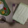 Pesta Green on Golden Tanchuee work on Katan silk saree