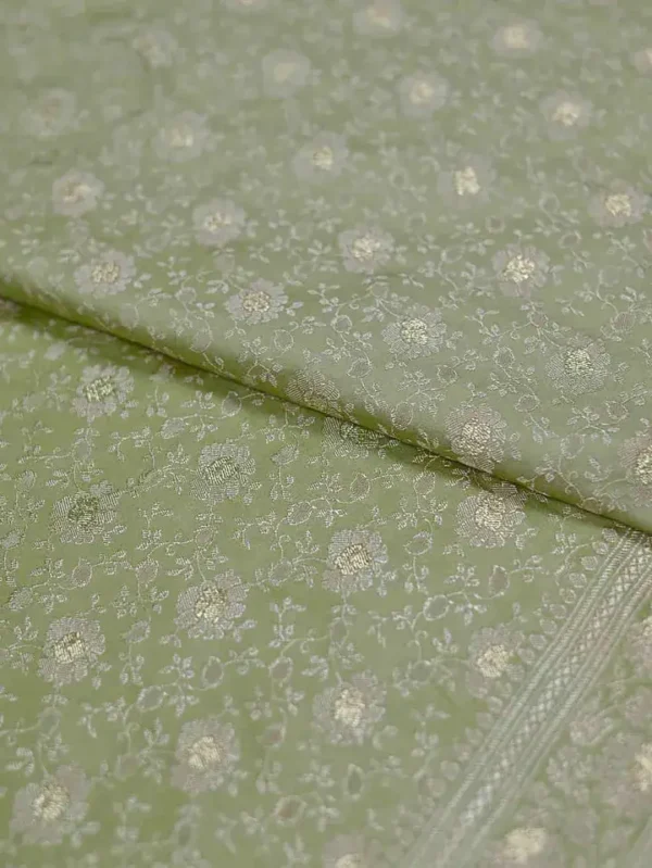 Pesta Green on Golden Tanchuee work on Katan silk saree
