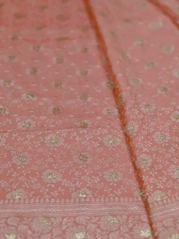 Light Orange on Golden Tanchuee work on Katan silk saree