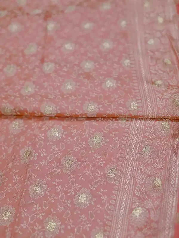 Light Orange on Golden Tanchuee work on Katan silk saree