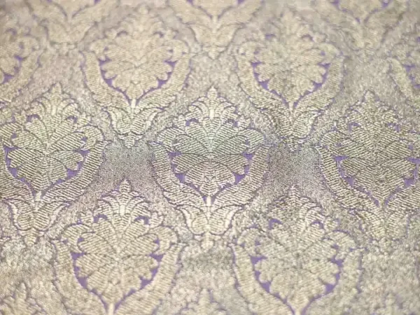 Lavender on Golden Zari Border and Butta work Benarasi Katan silk saree