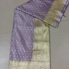 Lavender on Golden Zari Border and Butta work Benarasi Katan silk saree