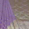 Lavender on Golden Zari Border and Butta work Benarasi Katan silk saree