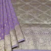 Lavender on Golden Zari Border and Butta work Benarasi Katan silk saree