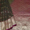 Green Dual Tone on Golden Zari Butta n Jangla pattern Benarasi Katan silk saree