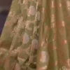 Pure katan Silk Handwoven Mina Benarasi golden jall Olive Saree