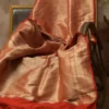 Pure katan Silk Handwoven mina Benarasi golden and Red Saree