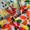 White body Kota on Floral Fabric work and Red Dhakai Patli Pallu Saree