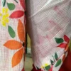 White body Kota on Floral Fabric work and Red Dhakai Patli Pallu Saree