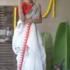 White with Laila Applique work on Handloom Resham kota Saree
