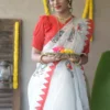 White with Laila Applique work on Handloom Resham kota Saree